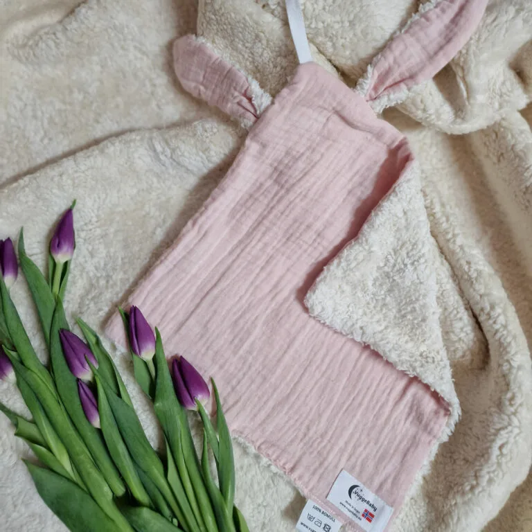 Økologisk koseklut med ører -pudderrosa-