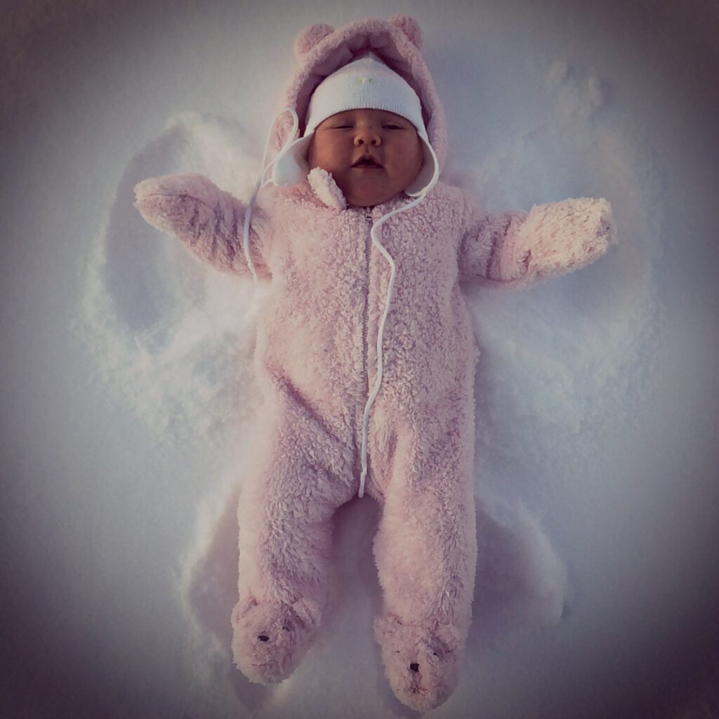 baby snow angel, childhood