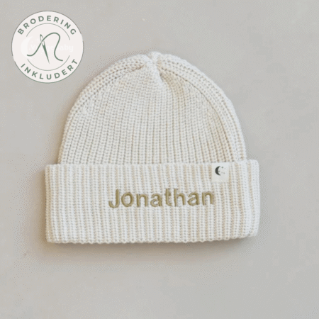 Vuggebaby økologisk lue med navn for baby og barn