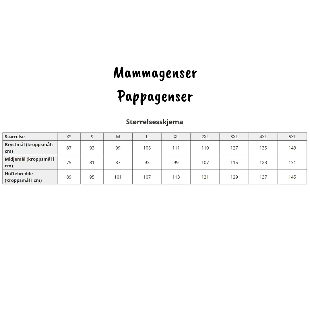 størrelsesguide