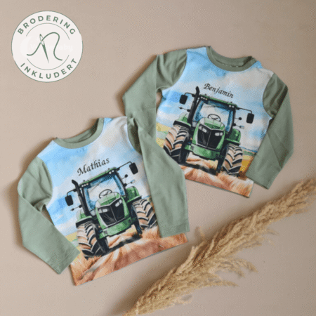 Minymo Traktorgenser med navn | Hedge green