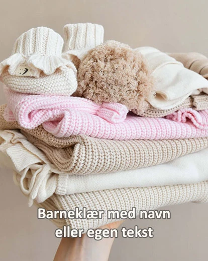 Barneklær med navn og egen tekst