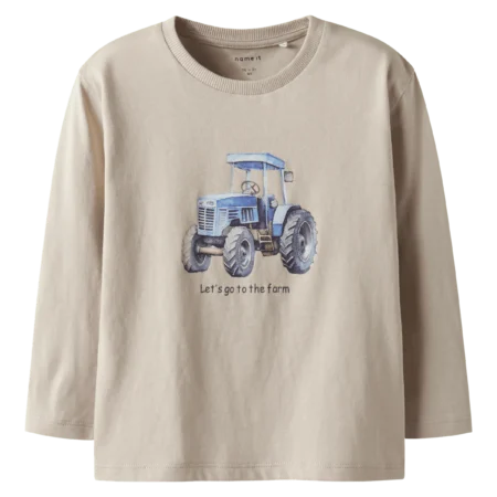 beige topp for barn fra nameit | traktor genser