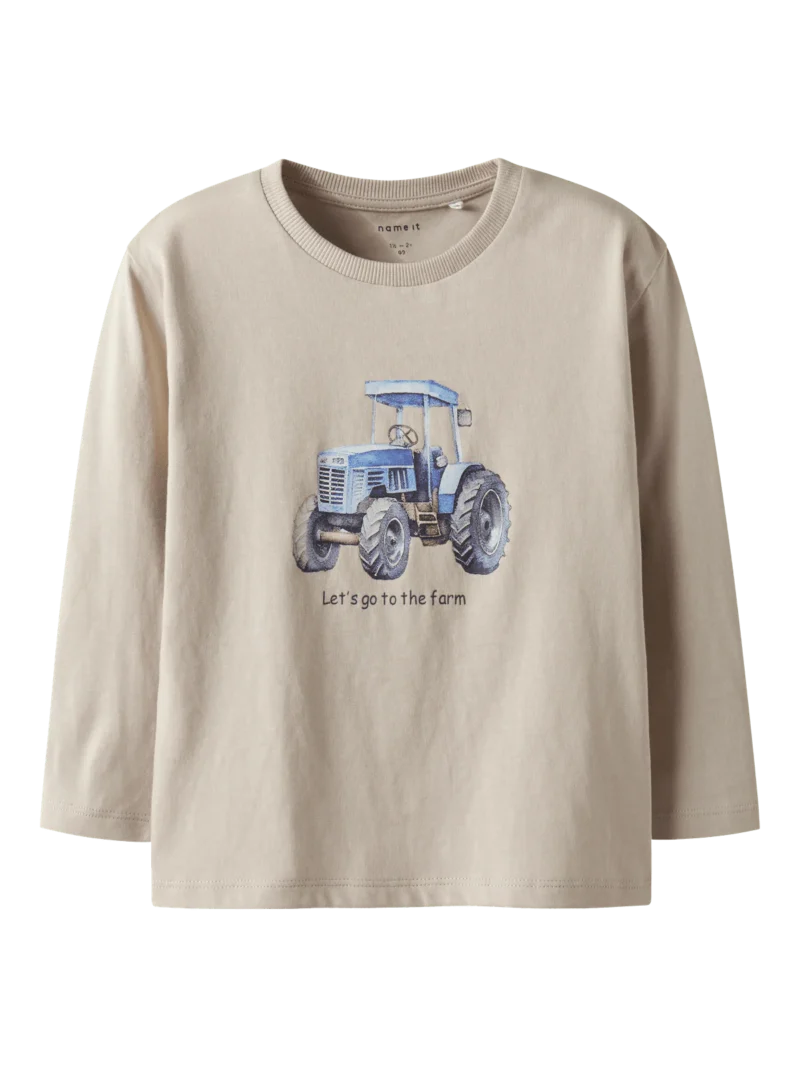 beige topp for barn fra nameit | traktor genser