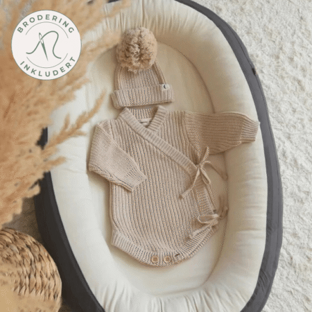 Strikket omslagsbody baby bomull | Vanilla