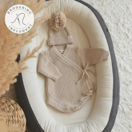 Strikket omslagsbody baby bomull | Vanilla