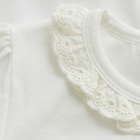 Hvit bluse m/rysjer | Bomull Enfant