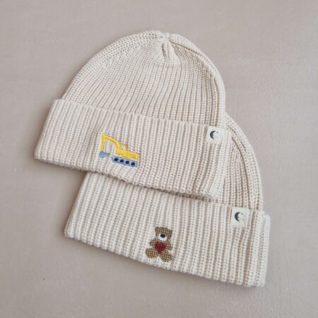 Vuggebaby økologisk lue med motiv