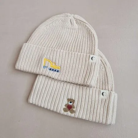 Vuggebaby økologisk lue med motiv