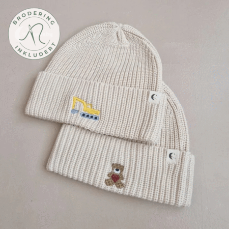 Vuggebaby økologisk lue med motiv