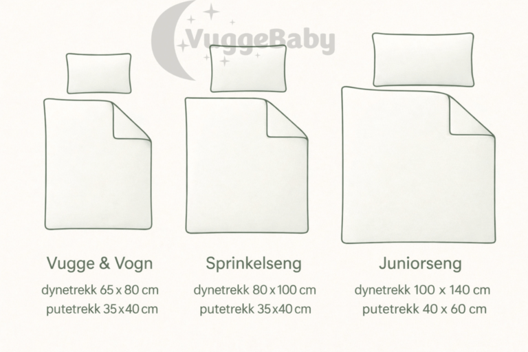 Sengetøy størrelser for baby og barn fra Vuggebaby
